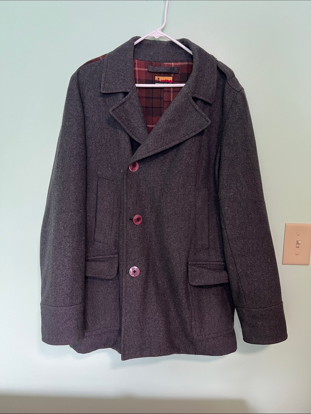 Brooklyn Industries Charcoal Peacoat with Plaid Lining
